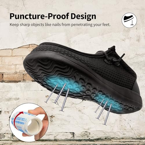Steel Toe Shoes for Men Work Slip On Safety Shoes Wide Toe Walking Loafers Puncture Proof Construction Sneakers Lightweight Comfortable3