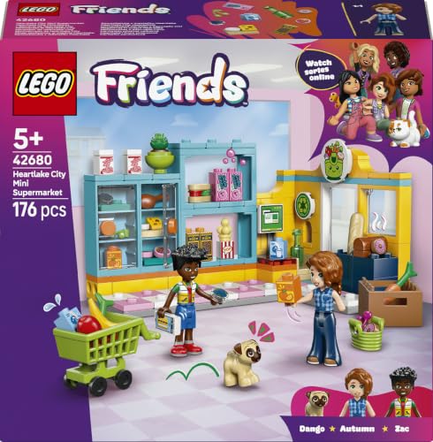 LEGO Friends Minimarket di Heartlake City - Negozio Giocattolo con 2 Mini Bamboline, Cane, Registratore di Cassa, Accessori e Cibo - Regalo di Compleanno per Bambine da 5 Anni in su - 42680