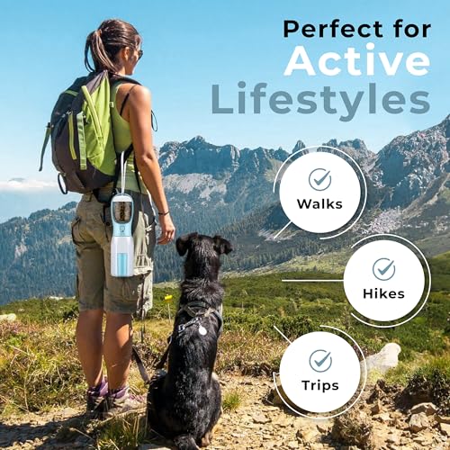 Dog Water Bottle, Portable Pet Water Bottle with Food Container & Poop Bag Dispenser - Lightweight, Leak Proof & BPA Free Dogs Drinking Bottle for Walking, Hiking & Travel (Light Blue) - Image 5