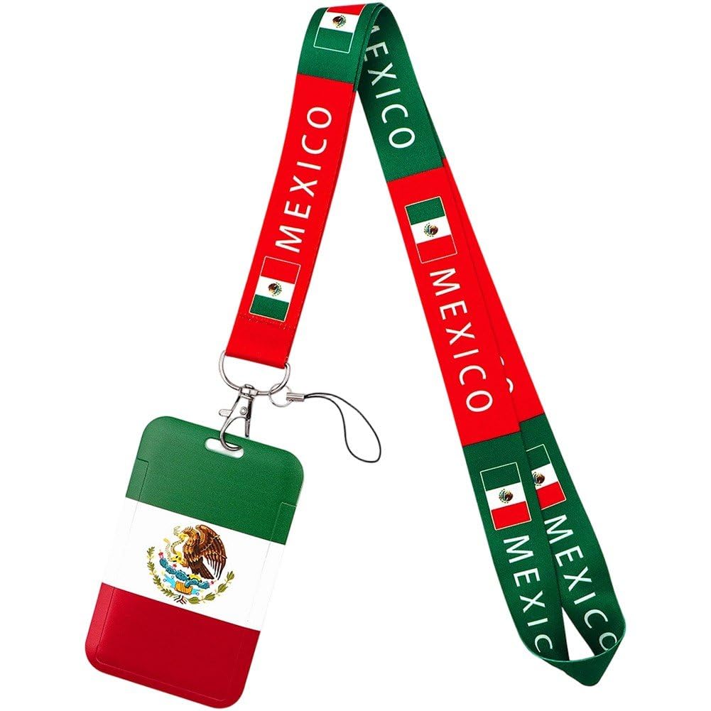 Sslvya Id Badge Holder with Lanyard, Mexico Flag Lanyards Waterproof Id Badge Holder for Nurse Teacher, Office, School, Travel