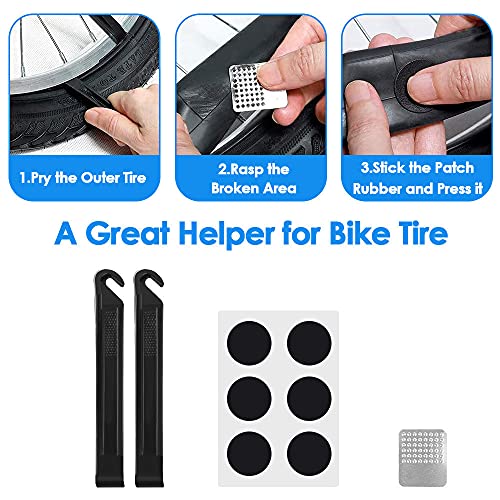 Image of WOTOW Bike Tire Repair Tool Kit, Waterproof Frame Storage Bag & Mini Bike Pump & 16 in 1 Multitool & Bicycle Tyre Lever Patch Portable Repair Tool Accessories Set for Road Mountain BMX Cycling