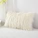 OJIA Deluxe Home Decorative Super Soft Plush Mongolian Faux Fur Throw Pillow Cover Cushion Case (12 x 20 Inch, Beige)