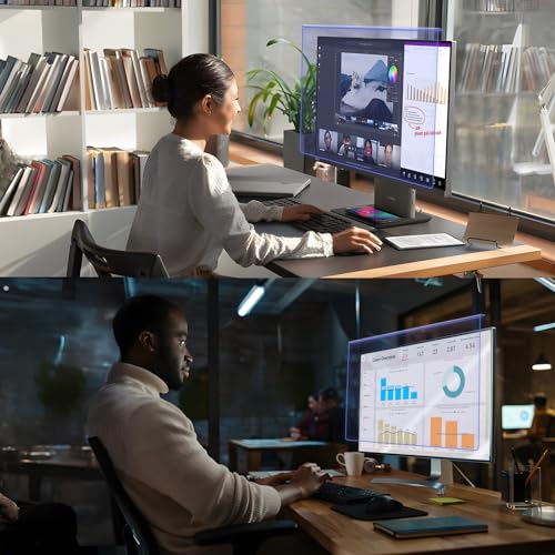 Image of 【2-Pac】32 Inch Computer Monitor Anti Blue Light Filter, Hanging Type | No Adhesive Installation | Reduces Eye Strain | Easy to Hang | Reusable Design | Scratch Resistant