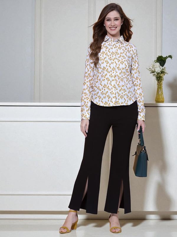 Image of OOMPH! Rayon Floral Printed Shirt for Women | Collared, Full Sleeve | Women's Button Down Shirt | TOP Stylish | Office & Casual