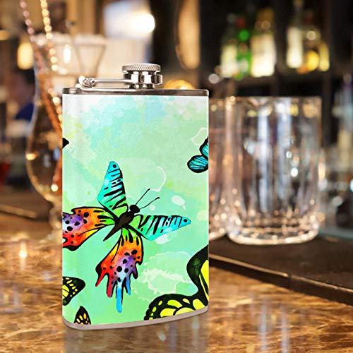 Flasque à whisky en cuir vert papillon pour le camping - 7
