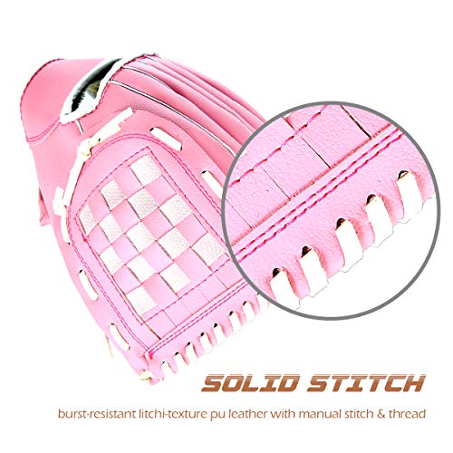 Groofoo Baseball Glove And Ball For Kids/Youth/Adults Softball Teeball Training, Left Hand Glove With Soft Ball Set- 9.5" Pink #TOP2