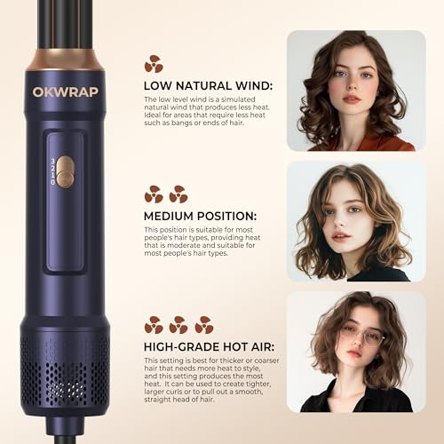 6 in ONE Blow Dryer Brush, Curling Wand Hair Styling Tools Set, Ionic Hot Air Hair Dryer, Massage Oval Hair Dryer, Left&Right Hair Curlers 100-120V