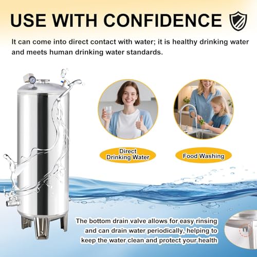160L/42.3gal Pressure Tank for Well Pump, Fully Automatic Well Pressure Tank Stainless Steel Water Pressures Tanks W/Mounting Kit for Wells Pump/Water System, Agricultural Waters, Residential