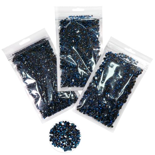 qiipii 16000PCS 3mm 4mm 5mm Ink Blue Resin Rhinestones for Crafting Navy Blue Flatback Jelly Stones Bulk SS10 SS16 SS20 Diamonds Gems Charms Supplies for Nails Face Eyes Makeup Body Tumblers Crafts