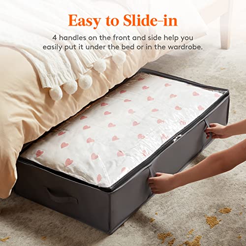 Lifewit 6 Pack 95L Under Bed Storage Bins, Foldable Closet Organizers and Storage Containers,Underbed Storage Bags with Reinforced Handle for Blanket,Clothing,Comforter, Sheets,Wrapping Paper, Grey by Lifewit - Image 4