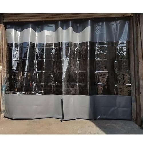 Rygcrud Rideaux De Séparation pour Garage, Rideau Porte Imperméable pour Station Lavage, Vinyle Industriel Panneaux Bâche Extérieurs pour Terrasse, Porche, Dépôt(3x2.4 m)
