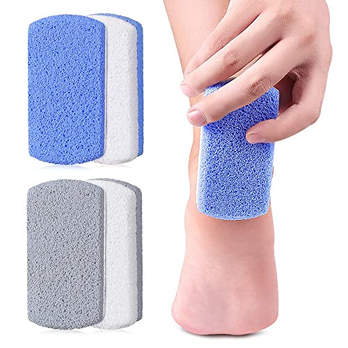 STHHLZ 4Pack Foot Pumice File Double-Sided Rough & Delicate Dual-Purpose Glass Rubbing Plate For Feet With Cracked Heel, Calluses Dead Skin On Exfoliating Pedicure Cleansing, Blue Grey, UniversalSize