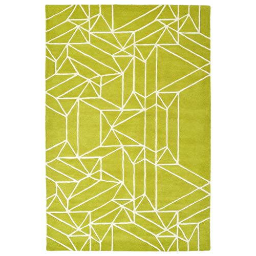 Image of Modern Handmade Woolen Carpet for Living Room Bedroom and Hall Size 6 x 8 Feet Color Green & Ivory