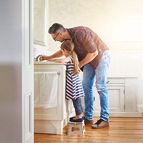 Image of Dyforce Kids Step Stool 9 Inch, 300lbs Folding Step Stool for Toddler | Step stool for Khaki,Anti-slip Heavy Duty with Handle, Lightweight Foldable Foot Stool for Bathroom Kitchen Bedroom Outdoor