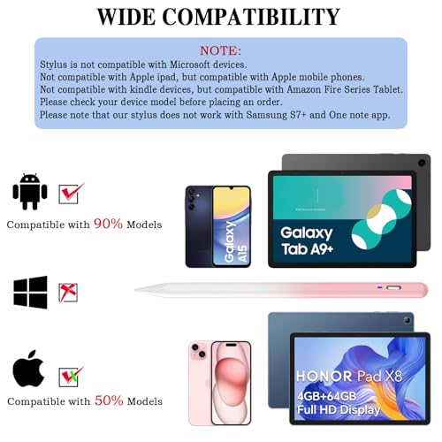 Image of Stylus Pen for Android Tablet,Tablet Pencil for iOS /Android,Stylus Pen for iPhone /Samsung /Huawei /Vivo /Lenovo /Pixel and Other Android Smartphones and Tablets-Gradient Pink
