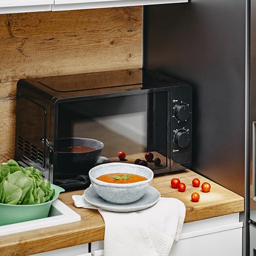 ADLER EUROPE AD 6206 Mikrowellenherd - 20L Kapazität, 700W Leistung, 6 Leistungsstufen, Auftaufunktion, Mechanische Steuerung, LED-Innenbeleuchtung, Schwarz