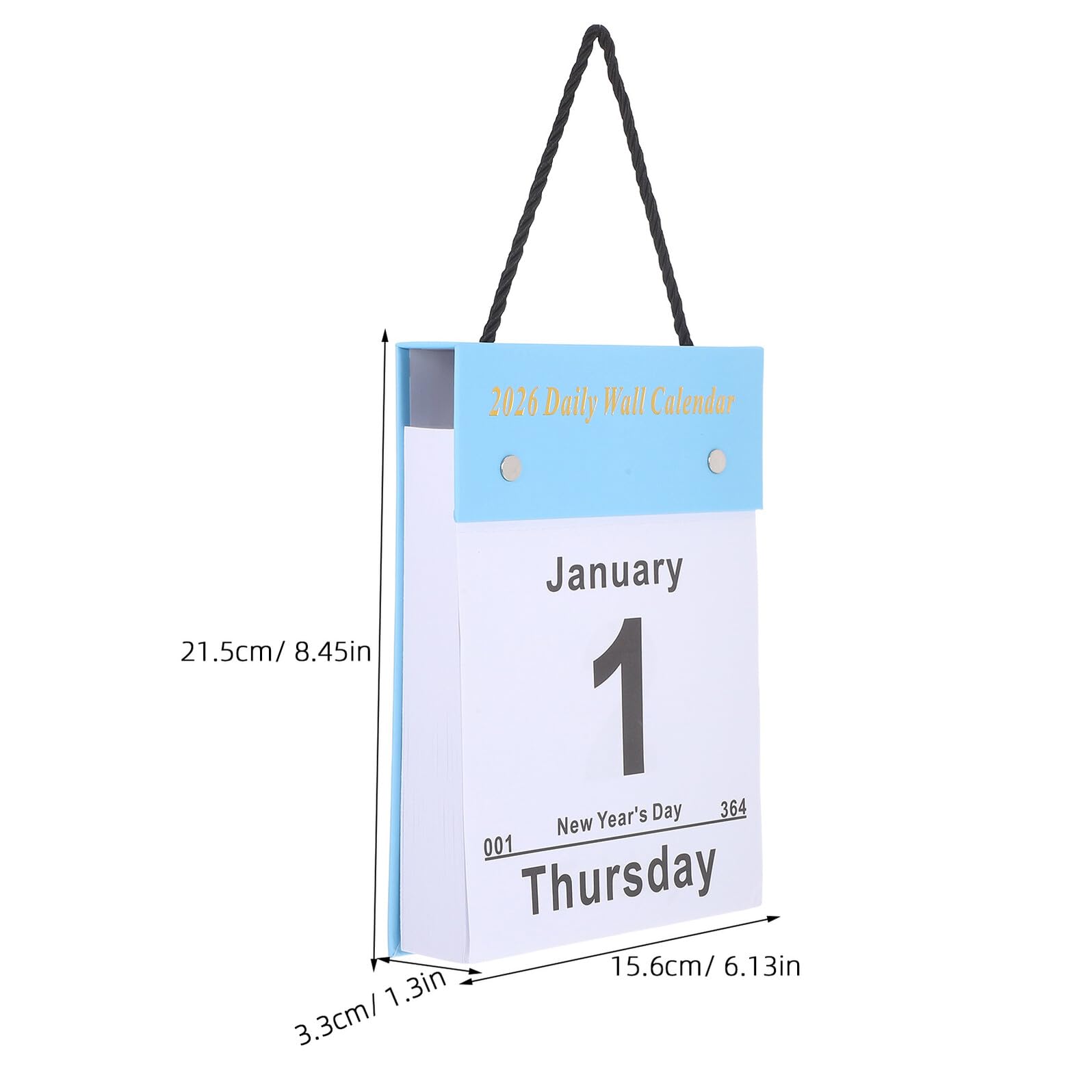 PRETYZOOM Calendario Diario Desprendible 2026 Azul Calendario Vertical para Colgar Organizador de Pared Letras Grandes y Fechas Claras Adecuado para Hogar Oficina y Personas Mayores