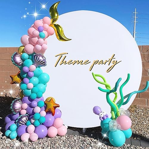 Gallety 7.2FT White Round Backdrop Cover with Size Adjuster & 4 Metal Clips, Universal Fit for 5ft-7.2ft Circle Stand, Polyester Fabric Arch Cover for Wedding, Birthday Party, Videos Photography Decor - image 8