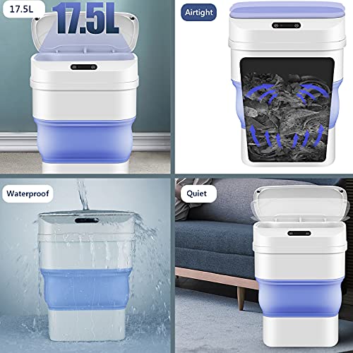 17.5L Groot-capaciteit Smart Folding Telescopic Prullenbak met bewegingssensor met automatische detectie en waterdicht… - Image 3