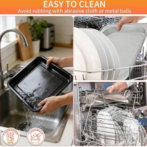 Image of Air Fryer Rack Basket Tray for Ninja Foodi 8 in 1 SP100 SP101 Digital Air Fryer Countertop Oven, 13.4''*13.4'' Stainless Steel Air Fryer Accessories Roasting Steamer Grill Racks，Dishwasher safe