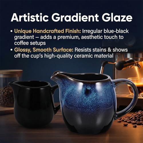 Ceramic Gravy Boat 95ml Vintage Creamer Pitcher with Handle Heat-Resistant Gravy Bowl for Coffee Milk Sauces Salad Dressings Broth - Image 3