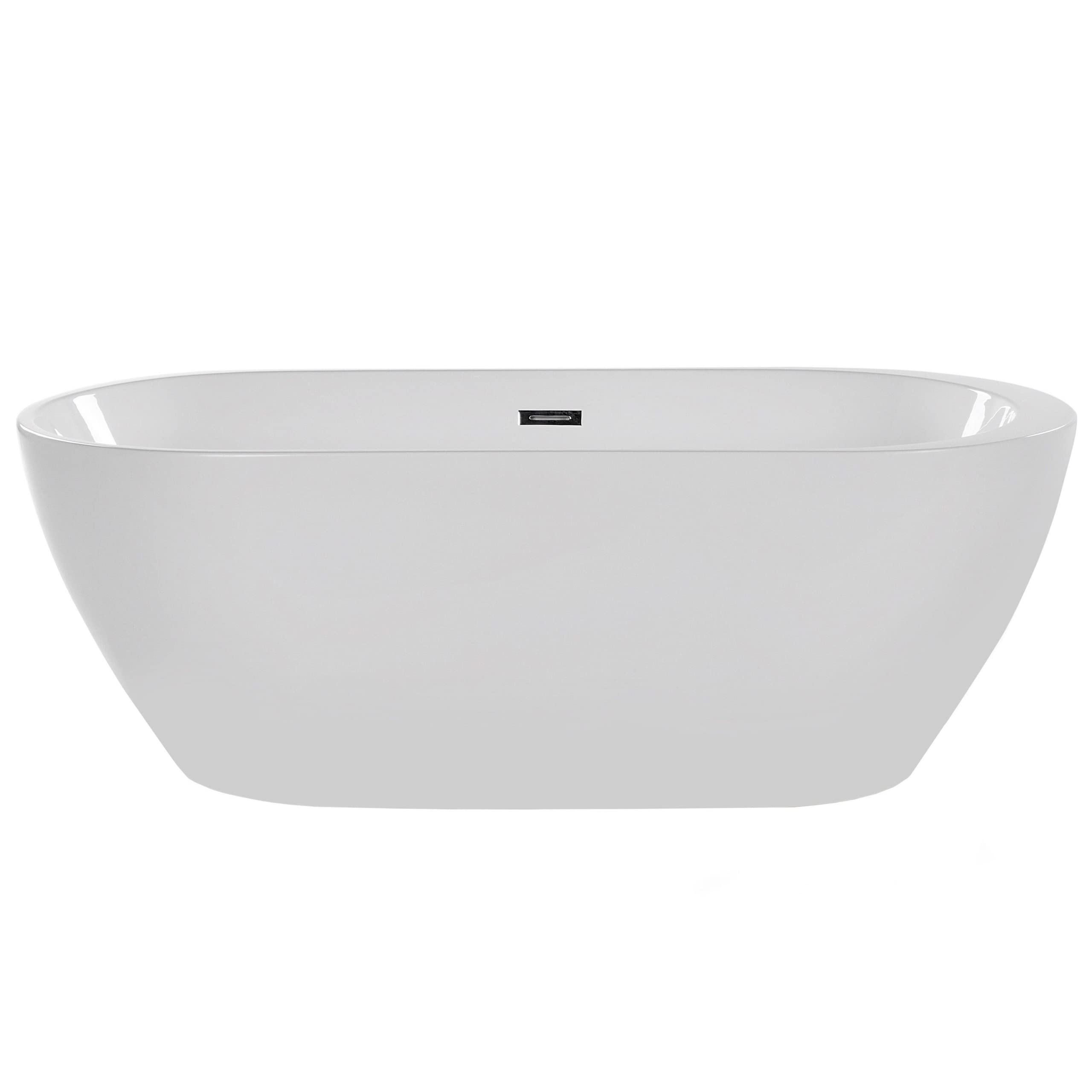 Stilvolle Acryl Badewanne oval freistehend weiß mit Überlauf 170 x 80 cm Nevis