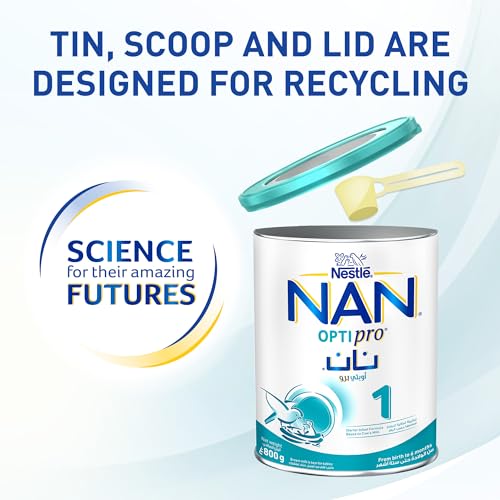 تركيبة حليب نان 1 اوبتي برو من نستله للأطفال بعمر يوم واحد إلى 6 أشهر، علبة قصدير، 800 جم