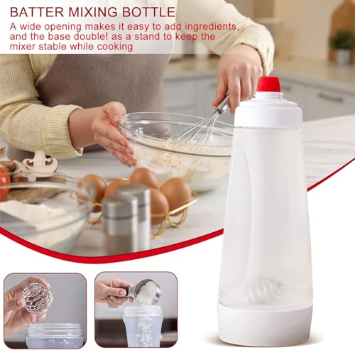 Pancake Batter Dispenser, 2PCS Hand Batter Dispenser, Batter Mixer Bottle, Batter Mixer with Wire Whisk for Cupcake Pancake Crepe Batter - Image 4