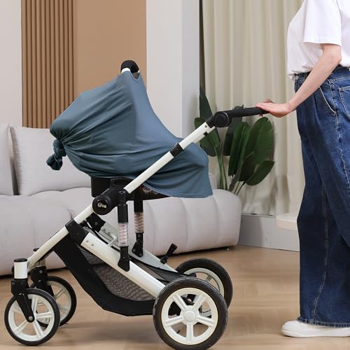 Seejoy Nursing Cover for Breastfeeding, 360°Full Coverage Nursing Poncho, Rayon Soft & Breathable Breastfeeding Cover up (Smooth Rayon, Blue)