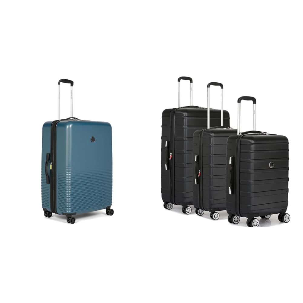 delsey paris Marina 75 cms Large Check-in Polycarbonate Hard Sided 8 Wheels and Expandable Spinner + Margot Trolley Bags Set of 3 Cabin, Medium & Large Luggage Premium Hardside Polycarbonate-picture-30