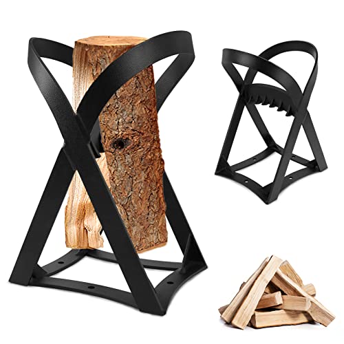 NAIZY Divisor de Troncos Cortador de Leña Manual Cortadora de Leña Portátil para Encender Bloque de Cortar Negro para Troncos Cortadora de Troncos de Mano para Interiores y Exteriores, 23 cm