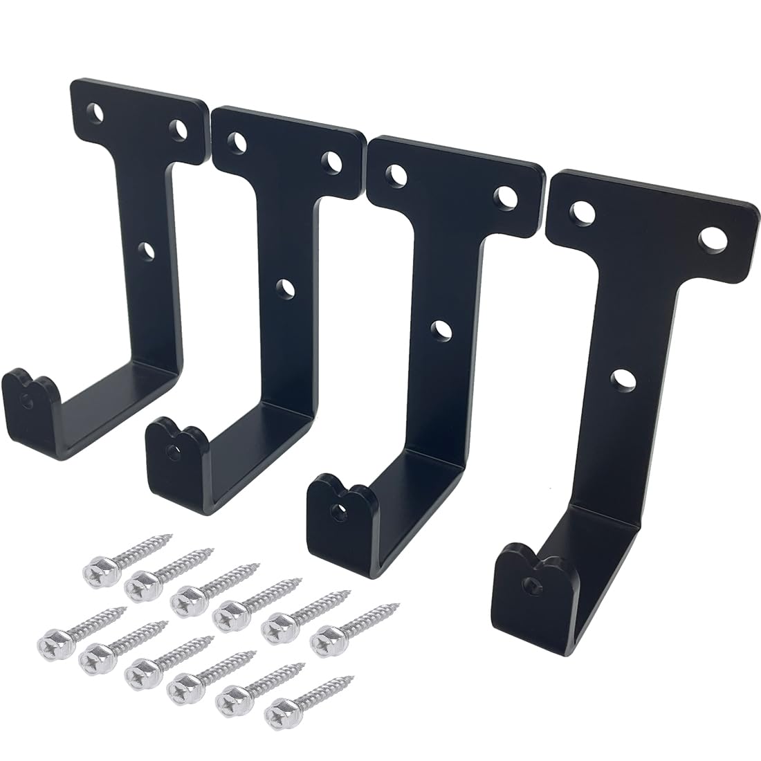 4 PCS black heavy duty metal flat j hooks for hanging 260 lbs,wall