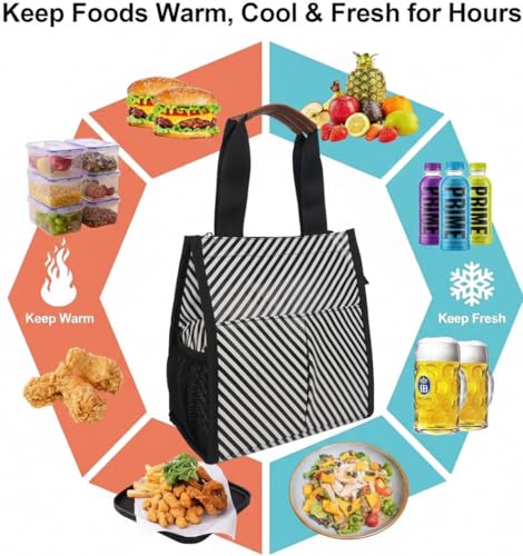 Image of Insulated Lunch Bag with Drawstring Closure, Green, Reusable Tote for Meals (Malti)