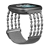 KOREDA Bands Compatible with Fitbit Versa 3/Fitbit Sense for Women Men, Stainless Steel Metal Chain Bangle Replacement Bracelet Strap Wristbands for Fitbit Sense & Versa 3 Smartwatch (Black)