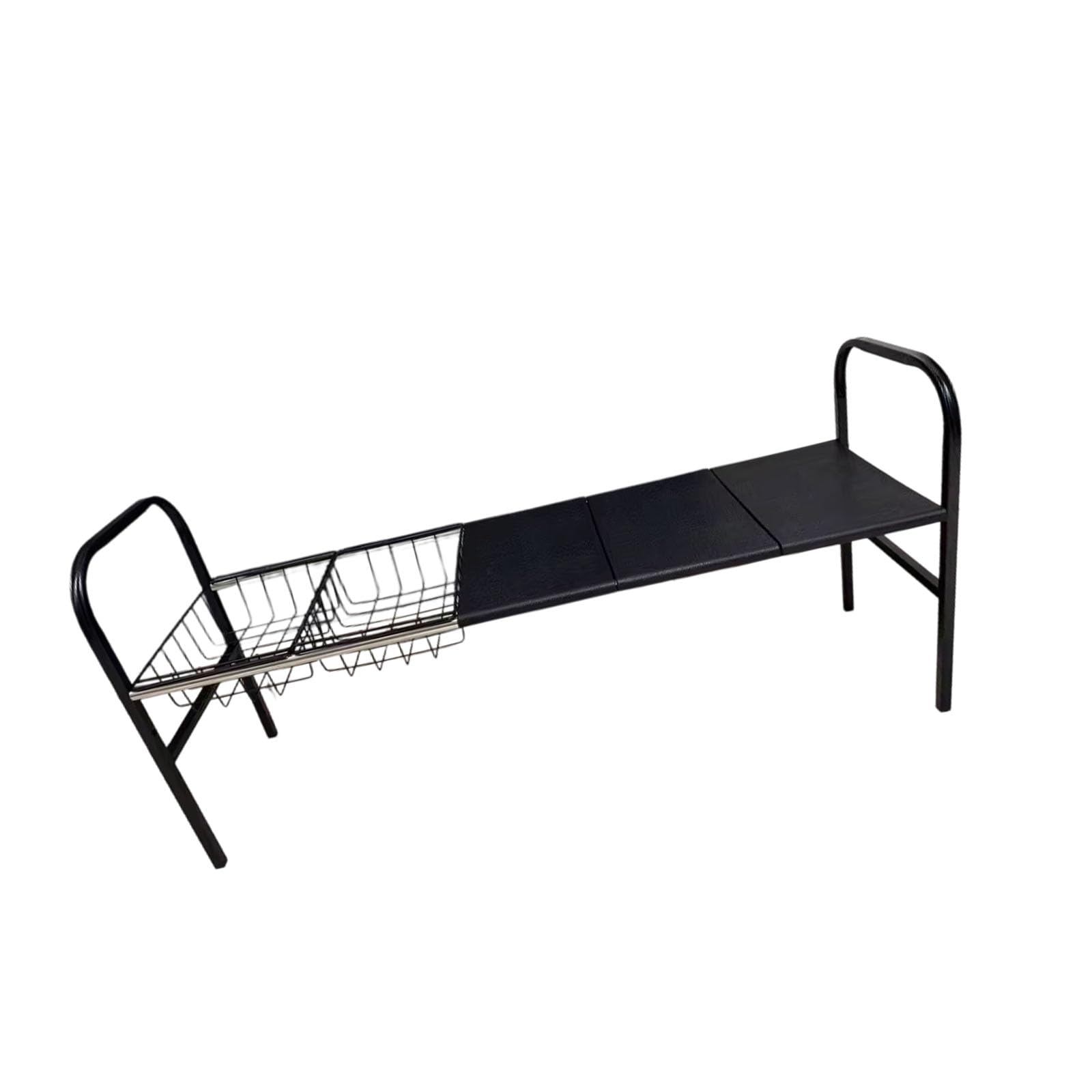 TQUXNGA Expandable Carbon Steel Kitchen Shelf with 3 Plates 2 Wire Baskets Space Saving Design Store Planner