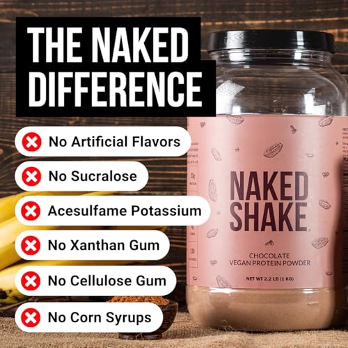 Image of NAKED Shake - Chocolate Protein Powder - Plant Based Protein Shake with Mct Oil, NSF Certified, Gluten-Free, Soy-Free, No Gmos Or Artificial Sweeteners - 30 Servings