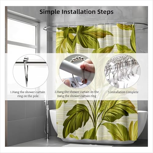 Rideau de douche 180x180 uni en polyester imperméable lavable avec 12 crochets