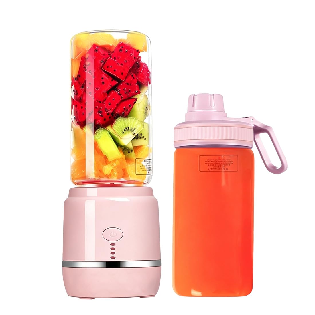 HD-03 - Exprimidor portátil recargable de doble taza, 150 W, carga USB, 500 ml, licuadora personal autolimpiable para el hogar, oficina, viajes, sin BPA