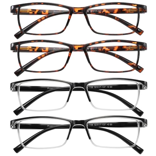 Image of Przene Reading Glasses for Men Women Blue Light Blocking Readers Spring Hinges Lightweight Style Pack
