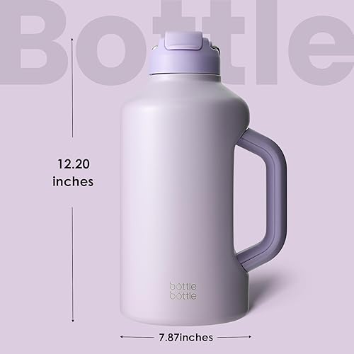 Miniatura 6 de BOTTLE BOTTLE Botella de agua aislada de 64 onzas con popote y tapa de doble uso, botella de agua deportiva de acero inoxidable con asa al vacío de