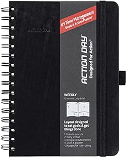 Action Day 2022-2023 Dated Academic Planner Weekly Monthly School Diary,Calendar,Powerful Action Design and You Get It Done,Faster,Better,More Easily - Pen loop,Bookmarks,Pocket - 6x8,Spiral, Black
