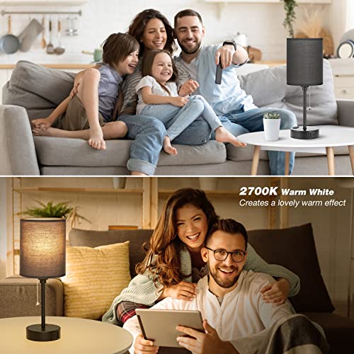 Image of Small Bedside Table Lamp for Bedroom - Desk Lamp with USB Ports for Dorm