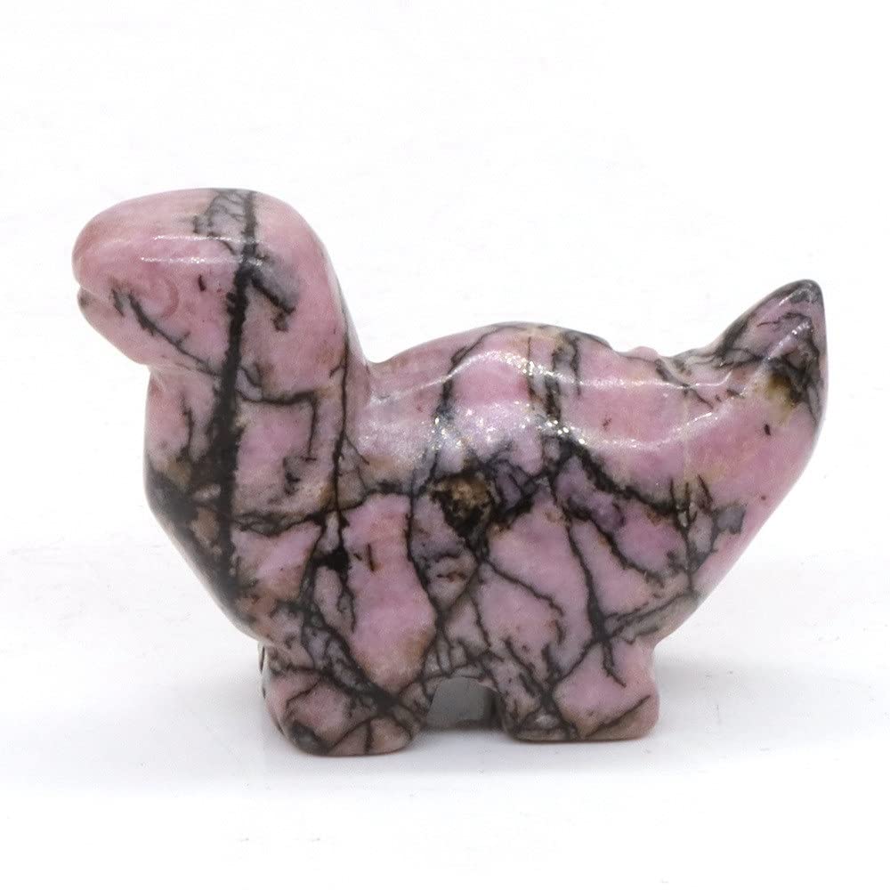 1.5 "figurka dinozaura naturalny kwarc różowy zielony awenturyn kryształy lecznicze kamień dekoracja domu kamień ozdoba (Color : Pink Black Rhodonite, Size : 10PC)