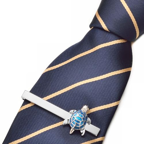 Image of Unique Insect Tie Clip for Men Bee Fish Butterfly Turtle Ladybug Novelty Tie Bar Silver Gold Animal Party Anniversary Jewelry Gift