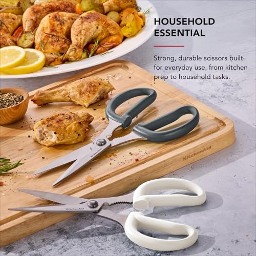 Image of KitchenAid Multipurpose Shear Set - Versatile Scissors with Nutcracker, Bottle Opener, Ergonomic Handles with Protective Blade Covers, 2-Piece
