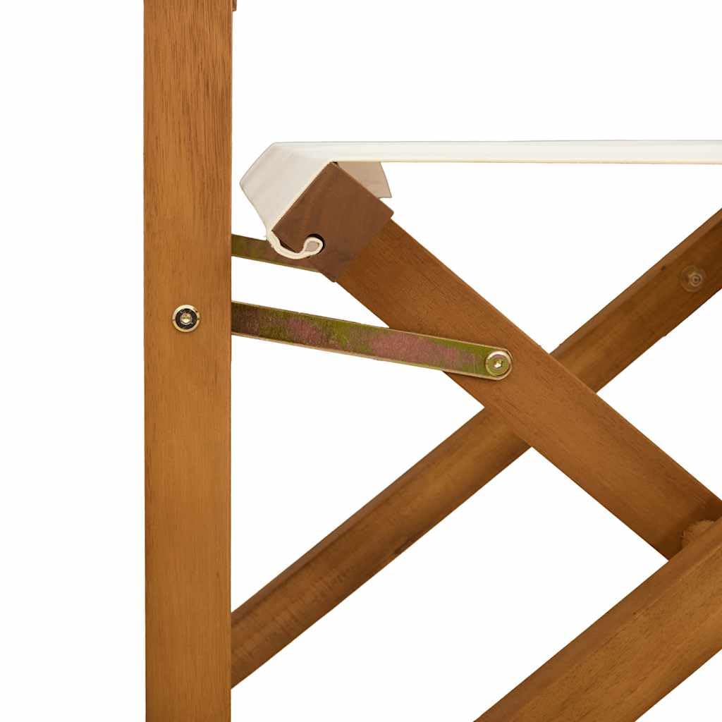 Regiestuhl Massivholz Akazie - Faltbarer Gartenstuhl mit Polyester-Bezug für Camping, Balkon und Strand - Stilvoller Klappstuhl Braun und Creme - 55 x 56 x 88 cm