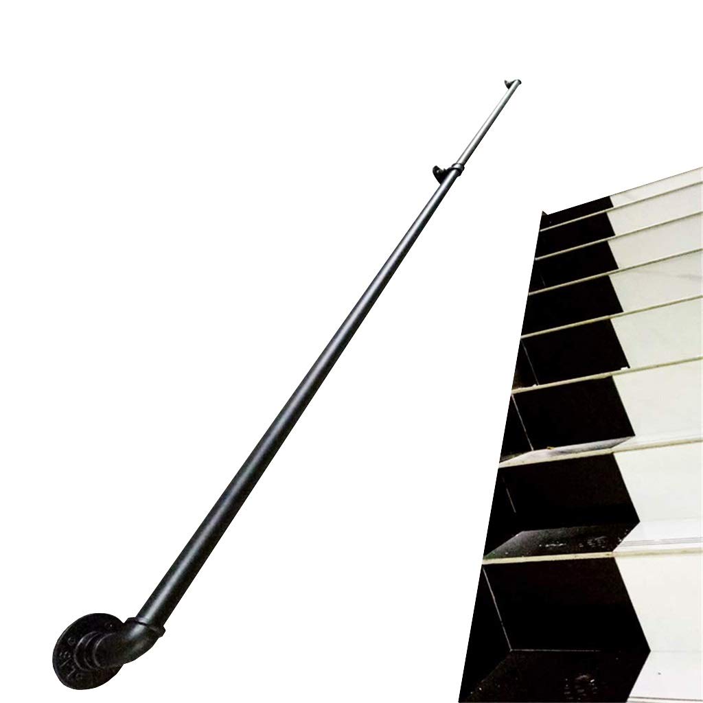 KHLMSRXJ Stair banister handrail Handrail for Stairs, Industrial Iron Black Pipe Stair Handrail Complete Kit, Elderly Safety Staircase Railing, Rail for Home Indoor Outdoor Corridor Loft (S