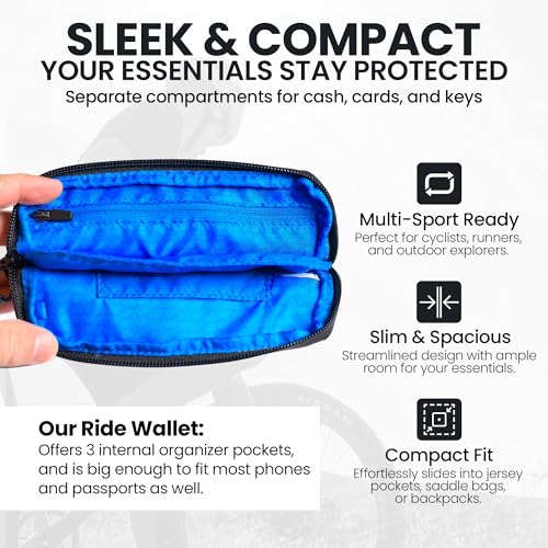 Ride Wallet 7”x4” | Waterproof Cycling Wallet for Phone, Cards & Essentials | Durable Ripstop Nylon – Fits Most Phones & Passports | Secure Storage for Biking & Travel3
