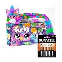 Furby DJ Interactive Toy, Neon Star, Snuggly Electronic Plush, Music, Lights, Motion, Games + Duracell Coppertop AA Batteries 8 Count with Power Boost Ingredients Bundle