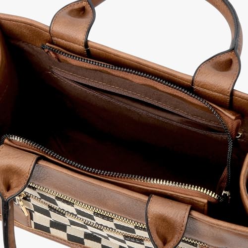 Image of Checkered Tote Bag for Women - Plaid Handbag Checkerboard Crossbody Shoulder Bag Trendy Checkered Tote Purse